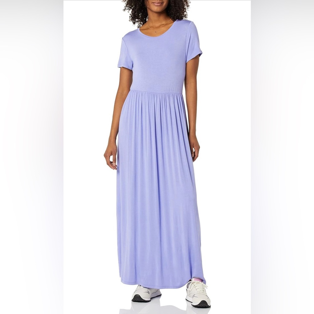 Amazon Essentials Women's Short-Sleeve Waisted Maxi Dress